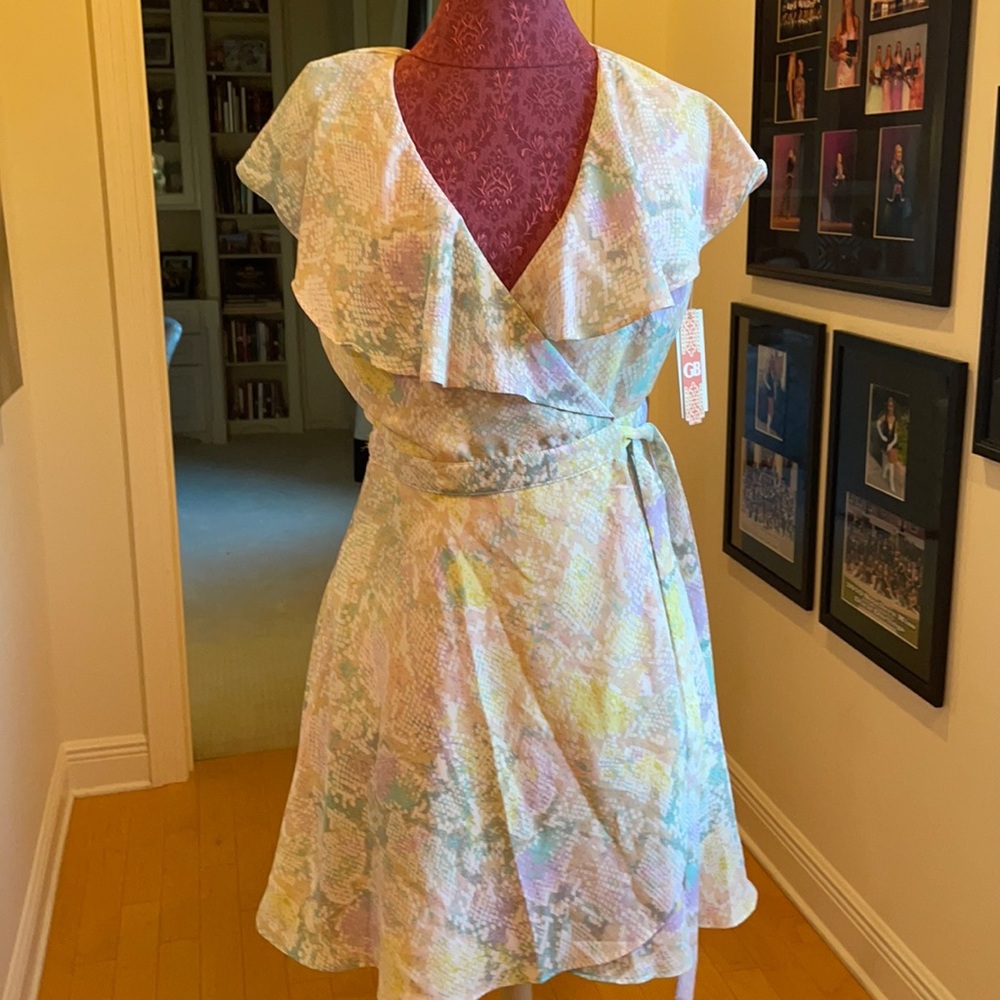 Multicolor snake skin wrap dress